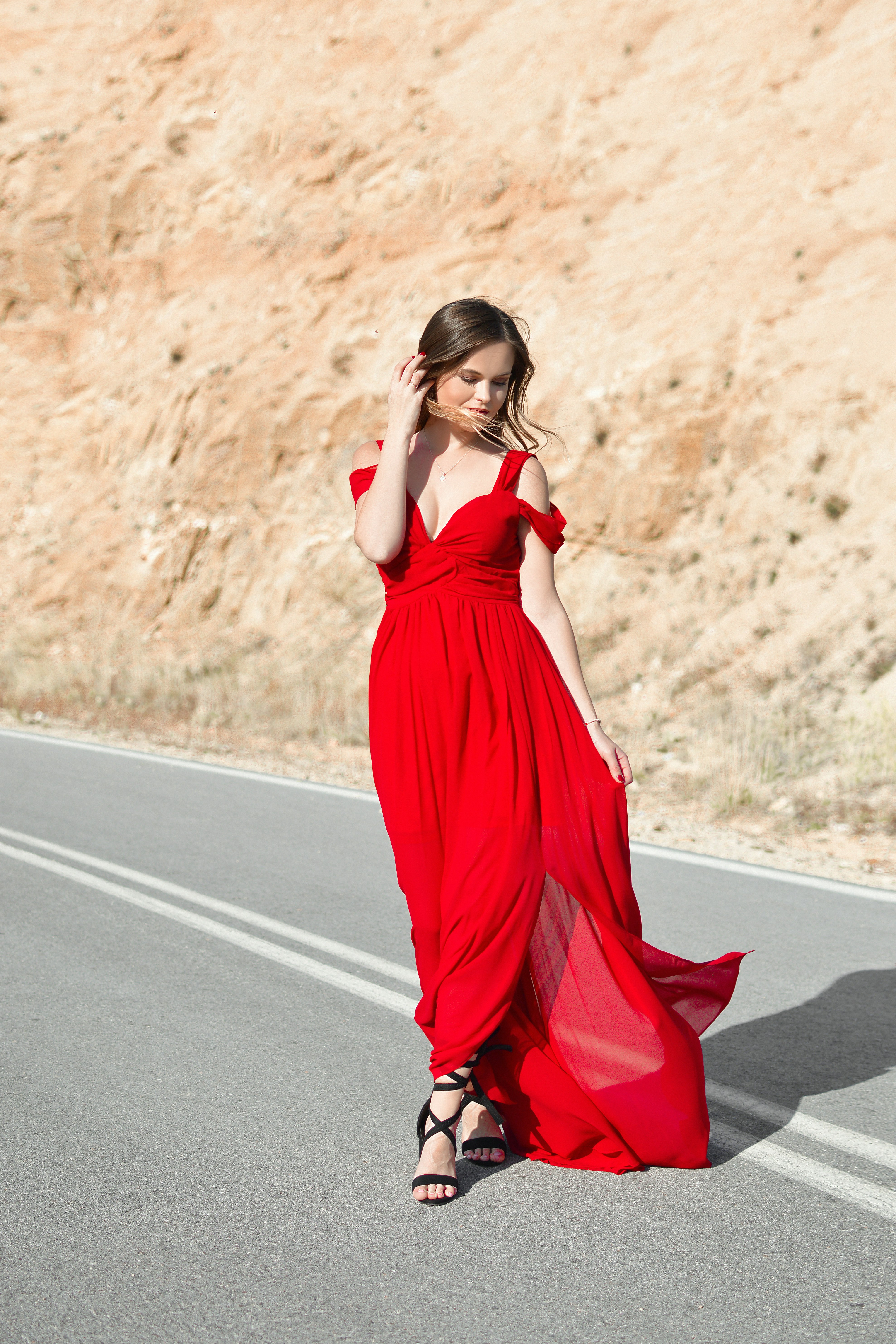 woman walking on street